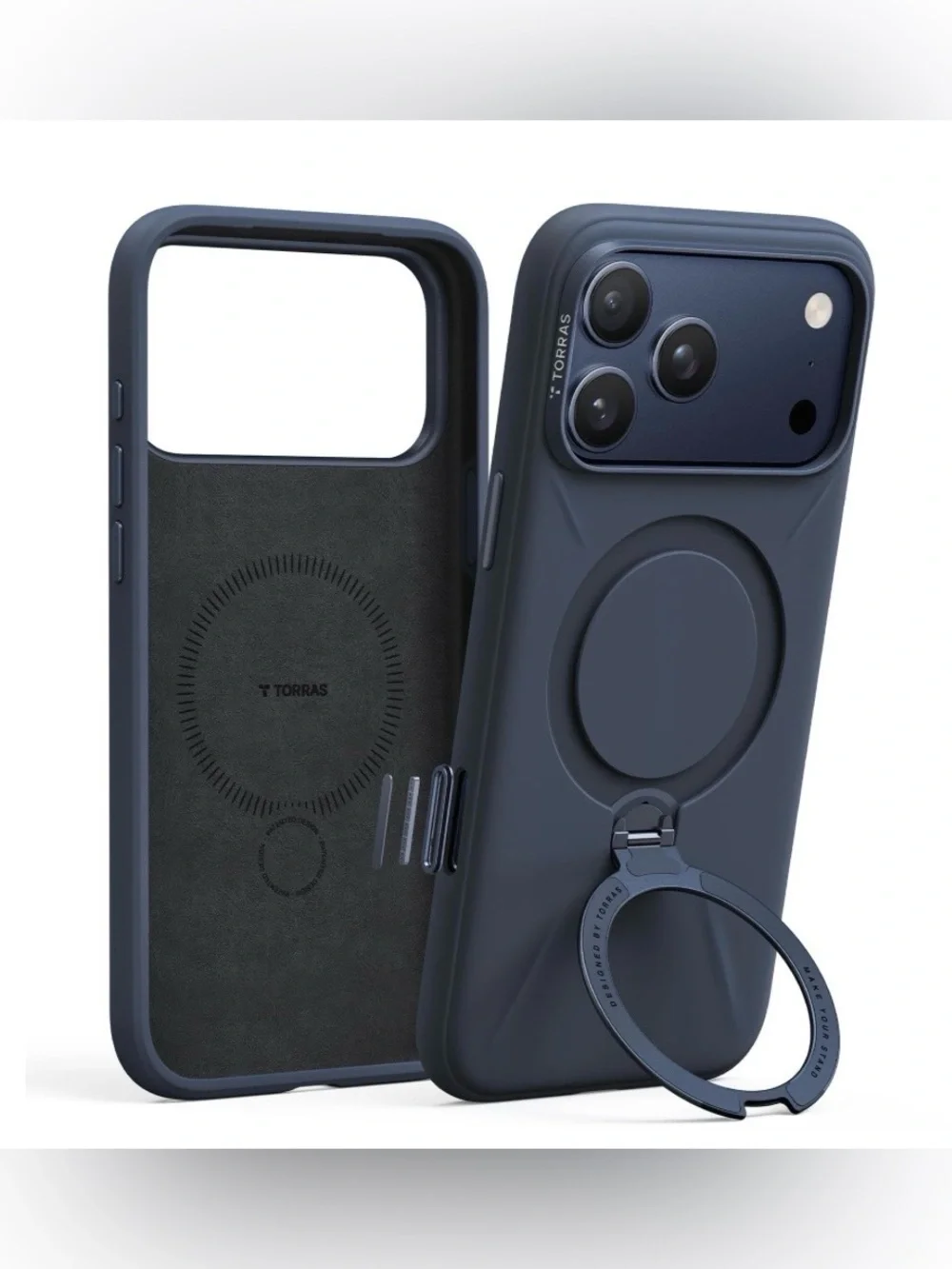TORRAS “Q3” iPhone 17 Pro Silicone 360 Stand Case - DEEP BLUE